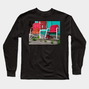 Rusty Red Pair Two Old Metal Chairs photograph Long Sleeve T-Shirt